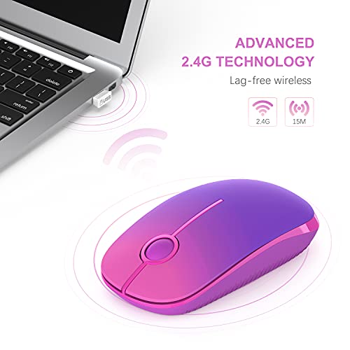 VssoPlor Wireless Mouse, 2.4G Slim Computer Laptop Mouse, Gradient Purple | Portable Mouse, Plug & Play USB Nano Receiver, Quiet Silent Optical Mice for Notebook, PC, Laptop, Computer, Windows, Mac - color: Gradient Purple