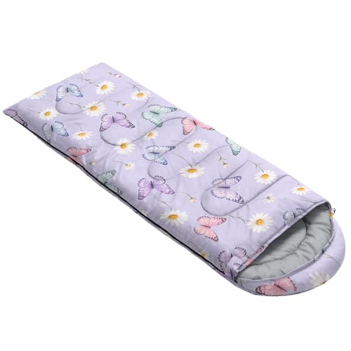 QOOMO Camping Sleeping Bags,3 Season Warm & Cool Weather,Lightweight,Waterproof Sleeping Bags for Adults & Kids,Traveling,and Outdoors,Camping Gear Equipment - color: Butterfly 3