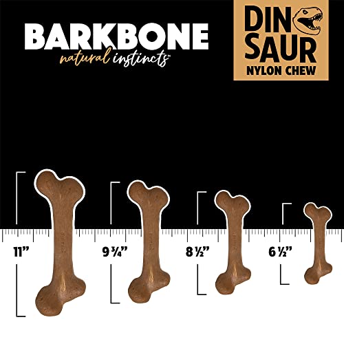 Pet Qwerks Dinosaur BarkBone - Nylon Dog Bone for Aggressive Chewers - Bacon Flavor - 9.75" - size: Large