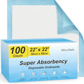100 Count 22” x 22” Super Absorbency Disposable Underpads | Leakproof Quick Drying Disposable Pads for Baby, Puppy and Adults, Cat Pee Pads for Dogs, Potty Puppy Training Pads - size: 100 Count 22" x 22"