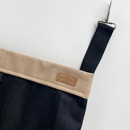 Rabbit Hay Feeder Bag for Guinea Pigs and Chinchillas | Chew Proof Washable Oxford Cloth Hay Rack, Timothy Hay Holder, Hanging Double Hole Black Oxford Cloth