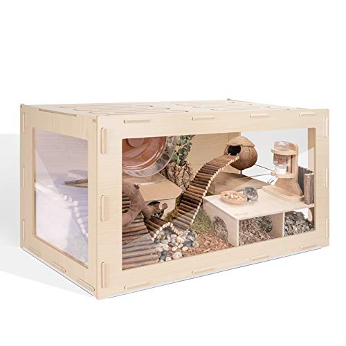 Niteangel Bigger World - MDF Aspen Terrarium for Hamster Gerbils Mice Lemming Degus or Other Small-Sized Pets(30 x 15 x 17.7 inches, Burlywood) - size: 30.0"L x 15.0"W x 17.7"H