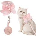 Kitten Harness and Leash Set, Escape Proof Cat Harness with Adjustable Design, Pink Bow Cat Vest Harness for Outdoor Walking, Soft Lightweight Harness for Small Cats Dogs Rabbits (Medium Size)