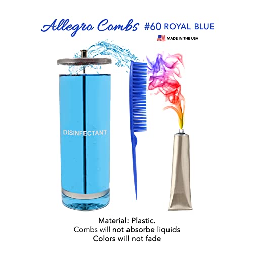 Allegro Combs 60 Parting Three Row Combs Salon Hairstylist Hairdresser Detangle Combs For Natural Hair And Wigs For Curly Hair Made In The Usa 2 Pcs. (Royal Blue) - color: Royal Blue