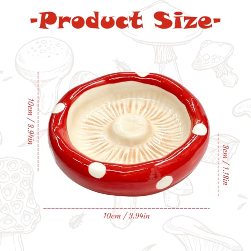 Hamster Food Bowl – Mushroom Cap Shape Ceramics Series Feeding & Water Bowls for Dwarf Syrian Hamsters Gerbils Mice Rats or Similar-Sized Small Pets (Mushroom Head) - color: mushroom head