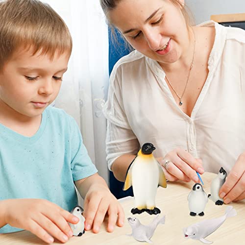 Kasyat 16 Pcs Polar Animals Figurines Antarctic Animals Set Plastic Arctic Figures with White Bear Penguin Figurines Whale Seal Wolf Cat for Adult Party Favor(Vivid Style)