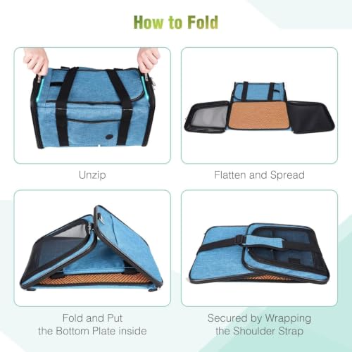 YUDODO 2 Packs 25 lbs Soft Sided Pet Carrier for Large Cat & Small Dog | Airline Approved, Lightproof Breathable Design, Side Pockets, Durable Mesh, Foldable and Portable, Lake blue+Grey green - color: Lake blue*1+Grey green*1