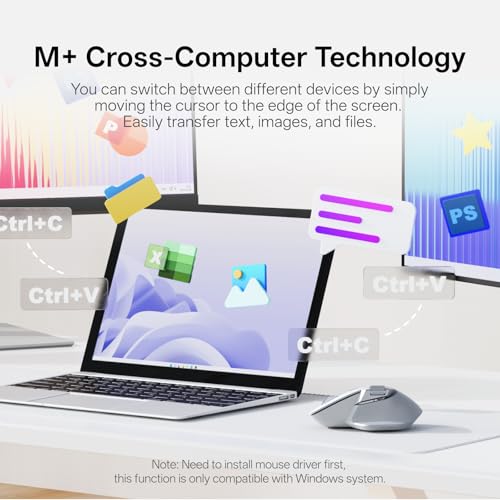 Rapoo MT760 PRO Wireless Mouse, NearLink + Bluetooth 5.0 Multi-Device, 12K DPI, 2K Polling, Ergo for Work & Gaming, 11 Programmable Buttons, On-Board Memory, Quiet Clicks, USB-C, 120 Days Battery Life - color: Light Grey, size: PRO Ver.