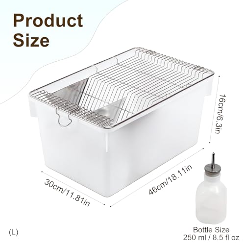 Lab Mouse Cage, Laboratory Rat Rodent Breeding Cage, Small Animal Cage, Mouse Breeding & Weaning Cage (L) - size: 11.8"L x 18.1"W x 6.3"H