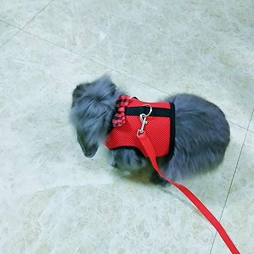 Rabbit Harness with Leash Adjustable Soft Mesh Vest Harness for Bunny Kitten Guinea Pig Rat (S, Red) - color: Red, size: S