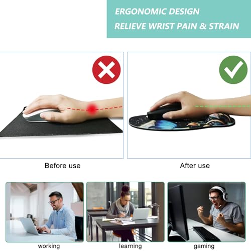 Mouse Pad with Wrist Support, Ergonomic Mouse Pad with Memory Foam Wrist Rest Cushion, Non-Slip Rubber Base Gaming Mice Pad for Home Office Computer Laptop, Mushroom - color: M41-Mushroom