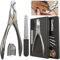 Dog Nail Clippers - All Steel Material, Built-in Spring,Heavy Duty Dog Nail Trimmer Full Metal Razor Sharp Professional for All Dogs Cats with Thick Toena,Dog Nail Trimmers - color: Dog Nail Clippers Set (Glossy)