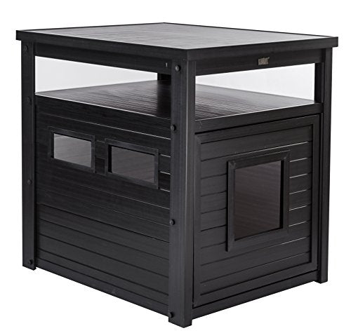 New Age Pet ECOFLEX Litter Loo Standard & Jumbo Sizes, 4 Colors, Moisture and Odor Resistant Enclosure & End Table, No‑Tools Assembly, 10 Year Warranty, Espresso Black, Jumbo - color: Black, size: Jumbo