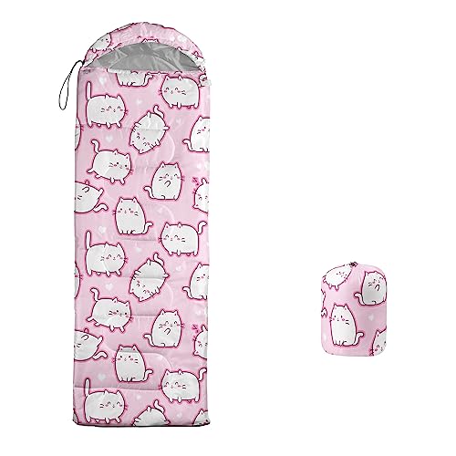 Galaxy Wolf Camping Sleeping Bags Warm & Cool Weather Waterproof Backpacking Blue Purple Starry Sky Sleeping Bag All Seasons Camping, for Adult Kids Boy Girls Camping Gear Equipment, Traveling - color: G-Cat4