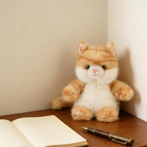 PEACH CAT Cat Stuffed Animal Cute Kitten Plushies Small Plush Toys Gifts for Kids Yellow (Squeaky) - style: Orange Cat