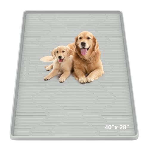 Pee Pads for Dogs 40" x 28" Extra Large Reusable Silicone Playpen Mat | Waterproof, Washable Puppy Training Pads for Potty Training, Non-Slip, Leak-Proof Dog Mat for Indoor Floor Protection - size: 40"x28"