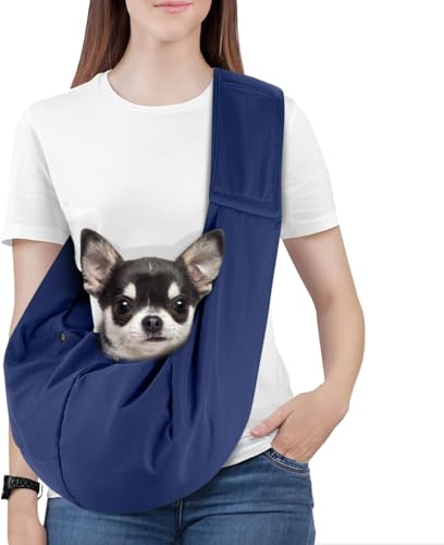 Pawaboo Small Dog Sling Carrier | Reversible Puppy Small Pet Carrier,Hands Free,Safety Buckle,Storage Pocket for Travel,Outdoor Activities Indigo - color: Indigo