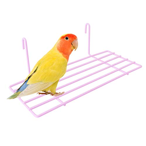 TEHAUX 1pc Iron Frame Shelf for Pet Parrots Sturdy Wall Decoration Hanging Hooks Easy to Install Iron Wall Shelf for Animal Perching and Display - color: Pink