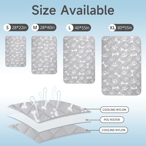 wegreeco Pet Dog Cooling Mat for Cats, Lightweight Bed Outdoor Cooling Blanket for Dogs and Cats, Small Medium Large Puppy Cool Pad for Dogs, Small Bones Large - color: Small Bones, size: Large