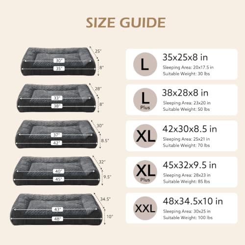 JOEJOY XL Orthopedic Dog Beds Large Sized Dog, Extra Thick Supportive Big Dogs Couch Bed with Sides, Ultra Soft Pet Bed Sofa for Large Dogs, Grey, 38''x28'' - color: Grey, size: L Plus(38"L x 28"W x 8"Th)