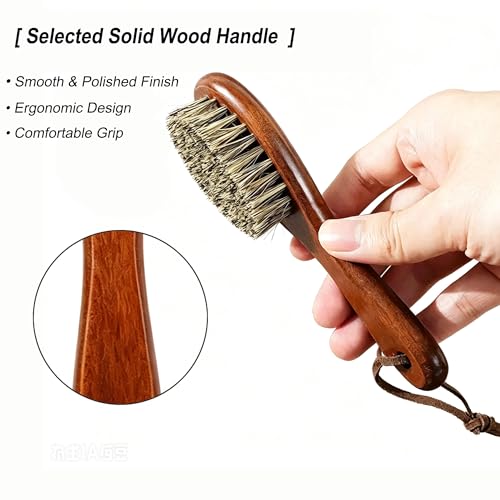 Boar Bristle Cat Hair Brush,Gentle Grooming Brush for Short Haired Cats, Kittens, Small Dogs, Rabbit, Furry Pets Soft Natural Bristles Pet Brush with Wooden Handle for Sensitive Skin