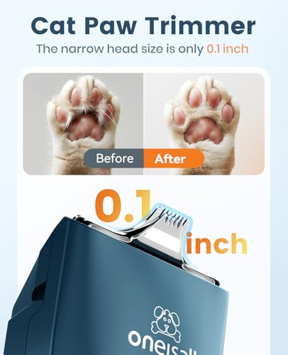 oneisall Quiet Pet Clippers for Cat Matted Hair, Cordless Cat Hair Trimmer | Dual Blade for Body and Paw, Waterproof Cordless Cat Clippers for Matted Long Hair with Storage Bag,Lightweight - color: Green, size: Standard+Mini