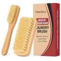 TAKAVU Laundry Brush Set, Soft Boar Bristle and Compact Wood Handle | Gentle on Delicate Fabrics, Stain Scrub Brush for Clothes, Delicate Knits, Washable Spot & Garment Care Cleaner - color: White Boar