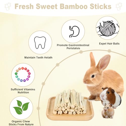 500g Sweet Bamboo Chew Sticks Natural Rabbit Guinea Pig Chinchilla Chews Sticks Toys for Teeth Bunny Molar Treats Chinchilla Guinea Pig Hamster Small Animals