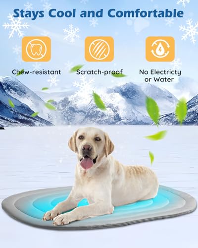Papettly Pet Dog Cooling Mat 39“x27.5” Reversible Cooling Pad for Dogs and Cats, Comfort Ice Silk Cotton Summer Dog Bed Outdoor Indoor Washable, Ideal for Kennel Sofa Floor Car Seats - size: 39x27 IN