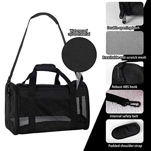 Cat Carrying Case - Pet Carrier Airline Approved, Protable and Breathable Pet Travel Carrier Removable Fleece Pad, Collapsible Cat Carrier Dog Carrier for Medium Cats Small Cats Dogs (X-Large, Black) - color: black, size: 20.0"L x 13.0"W x 13.0"H