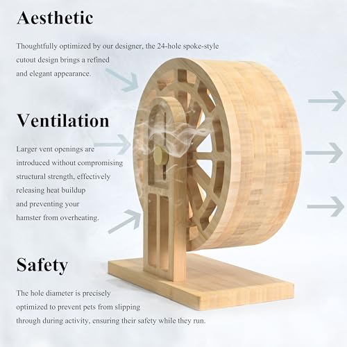11" Large Silent Wooden Hamster Wheel - Bamboo Exercise Wheel - size: L