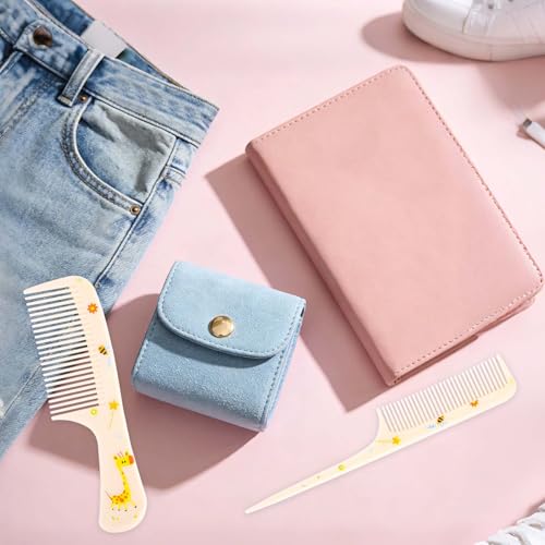 2pcs Baby Hair Comb Set, Yellow Giraffe Mini Fine Tooth & Rat Tail Comb | Cute, Tiny, Small, Plastic, Parting Combs for Toddler Women Girls Kids All Hair Types, Hairbrush Tools Accessories - style: Giraffe