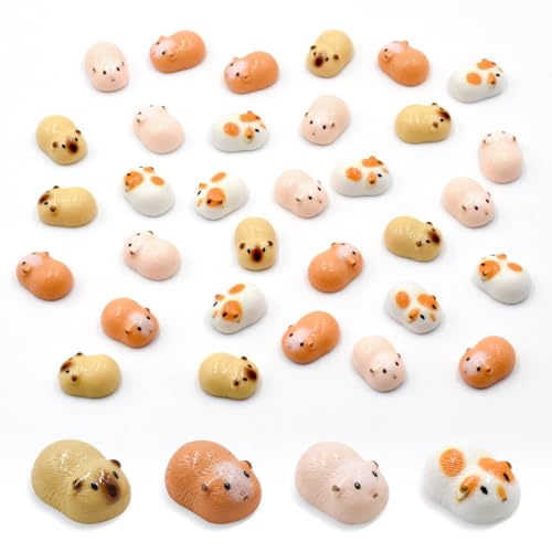 HOMICO 32 Pieces Mini Guinea Pig Animals Tiny Resin Animals for Dollhouse Fairy Garden Landscape Aquarium Party Decoration - style: Guinea Pig