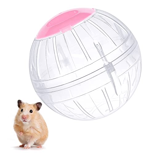 Hamster Exercise Ball, 5.7 Inch Transparent Running Wheel | Dwarf Hamsters to Reduce Boredom and Increase Activity - color: Pink