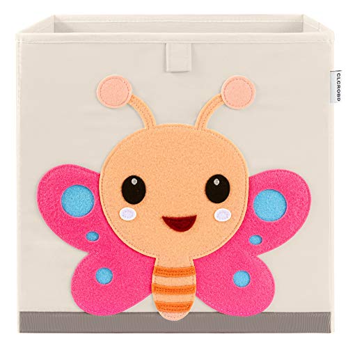 13 Inch Animal Cube Storage Bins, Foldable Fabric Kids Toy Box & Toy Chest | Kids Storage Cubes, Toy Storage Organizer Basket for Toddlers, Boys and Girls, Playroom and Nursery (Butterfly) - color: Butterfly