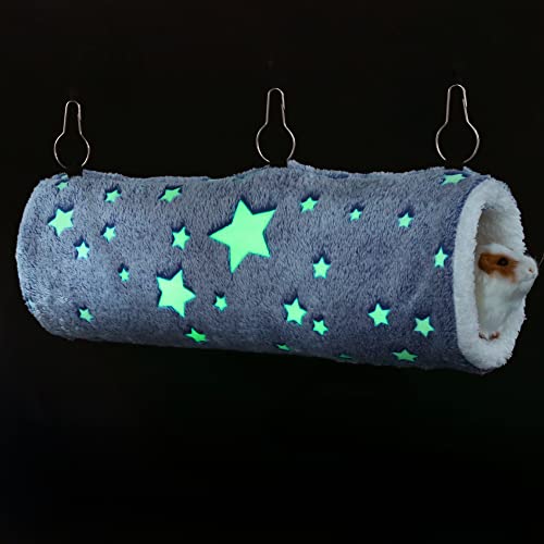 Noctilucent Luminous Guinea Pig Rat Hammock Bunkbed Hanging Tunnel Hideout | Hanging Soft Bed Mat for Ferret Hedgehog Squirrel Hideout Cage Accessories (Tunnel and Bunkbed Hammock) - color: Blue