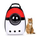 Pet Travel Carrier, Cat Dog Dome Space Capsule Bubble Backpack, Portable Waterproof Breathable Knapsack for Hiking, Traveling (White/red) - color: White/red