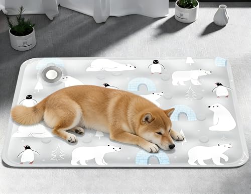Water-Fillable Pet Cooling Mat, Pressure Activated Gel Cooling Pad for Dogs & Cats, Durable & Scratch Resistant, Perfect for Hot Weather to Prevent Overheating (88, Bear Gray, Medium) - color: BEAR GRAY, size: 15.7*19.7