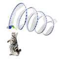 Andiker Cat Tunnel Toy, 10 inch Collapsible Metal Cat Spring Toy with Nylon Mesh, Feather, Mouse, and Bell, Interactive Cat Toys for Indoor Cats to Scratch, Puzzle, Relax and Kill Time (Blue) - color: Blue