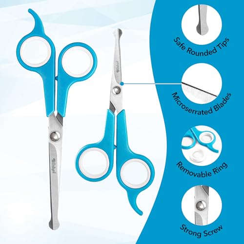 Razor-Sharp Stainless Steel Dog Grooming Scissors for Grooming Professionals at Home with Rounded Safety Tips, 2 Pack - size: 2 Pack