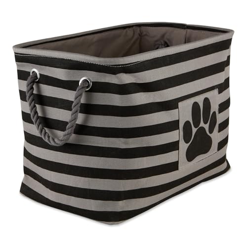 Bone Dry Pet Storage Collection Striped Paw Patch Bin, Black, Small Rectangle - color: Black, size: Small Rectangle