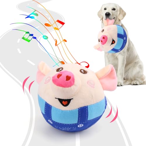 BABORUI Interactive Dog Toys Pig, Jumping Squeaky Dog Toys with Recording and Music Modes, Rechargeable Moving Dog Chew Toys for Small/Medium/Large Dogs to Keep Them Busy(Blue Pig) - color: Blue Pig