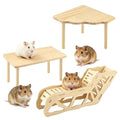 3 Pack Wooden Hamster Play Platform, 3-in-1 Natural Small Pet Playground with Tunnel, Ladder & Hidden Rest Area, Wooden Support Column Cage Accessories for Hamsters, Squirrels & Tiny Pets