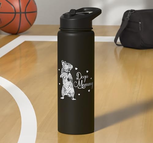 Rodent lovers - Degu Mommy Stainless Steel Insulated Water Bottle - color: Black
