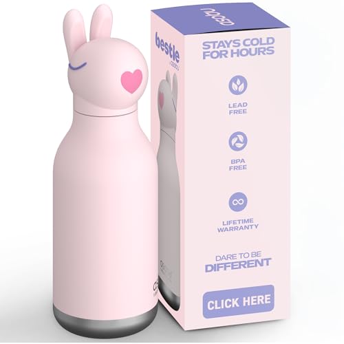 asobu Bestie Water Bottle, Cute Collectible Character, Leak Proof, BPA Free | 16 oz, Stays Cold 24 Hours, Double Wall Vacuum Insulation, Food Grade Stainless Steel, Spill Resistant, Great Gift Idea - color: Bunny bottle
