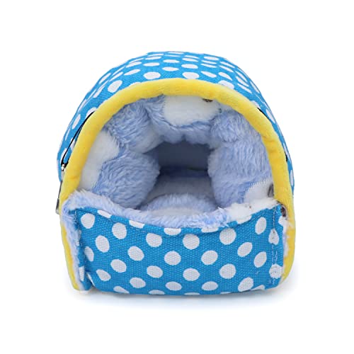 Wontee Hamster Bed Hideout Sugar Glider Hammock Small Animal Warm Bed House for Hamsters Hedgehogs Sugar Glider Gerbils Mice (Medium, Blue) - color: Blue, size: Medium