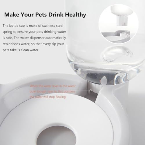 J&L VVMEET Dog Bowls, Cat Food and Water Bowl Set with Water Dispenser | Gravity Pet Feeder and Waterer Set with Detachable Stainless Steel Bowl Automatic Water Refill for Cats Dogs Puppy Rabbit - color: Pink