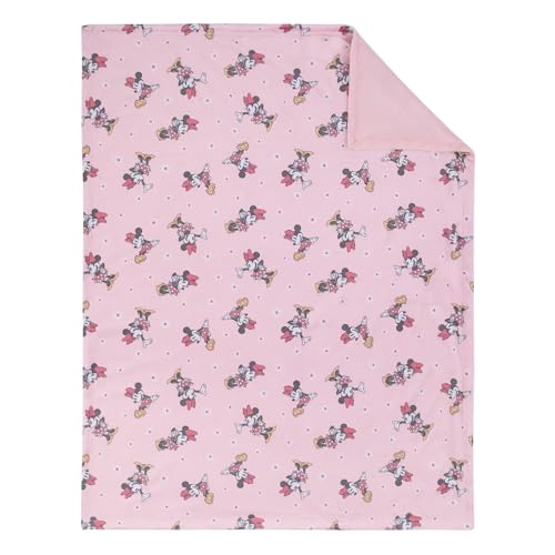 Minnie Mouse Hello Gorgeous Pink and White Deluxe Reversible Super Soft Baby Blanket