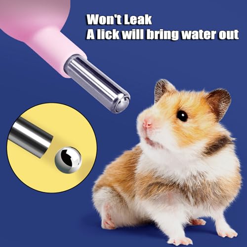 125ml Guinea Pig Water Bottle/Feeder for Hamsters/Hedgehogs/Gliders/Rabbit/mouses/Other Small Pets and Animals,Suitable for Cages, Boxes or Wall-Mounted (Pink, 125ml) - color: pink