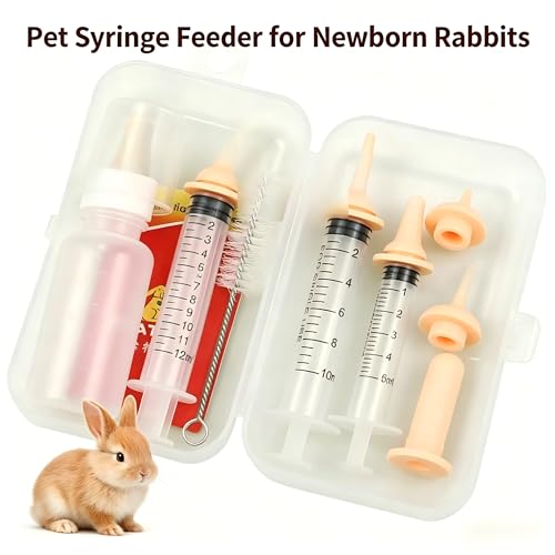 Newborn Puppy Kitten Feeding Kit, Pet Nursing Bottle Feeder Set with Syringes (5/10/12ml), Nipples, Cleaning Brush, Measuring Cup, Complete Nursing Supplies for Small Animals, Puppies, Kittens, Rabbits, Squirrels